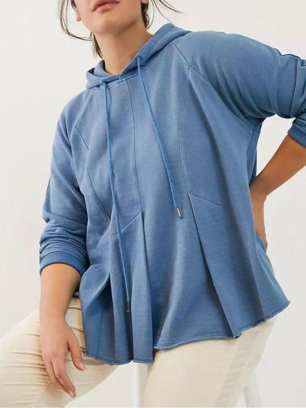 Anthropologie Pilcro Flynn Pleated Swing Hoodie Blue XS